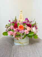Box de flores com imagem de Nossa Senhora Celina em Goiânia - Florices